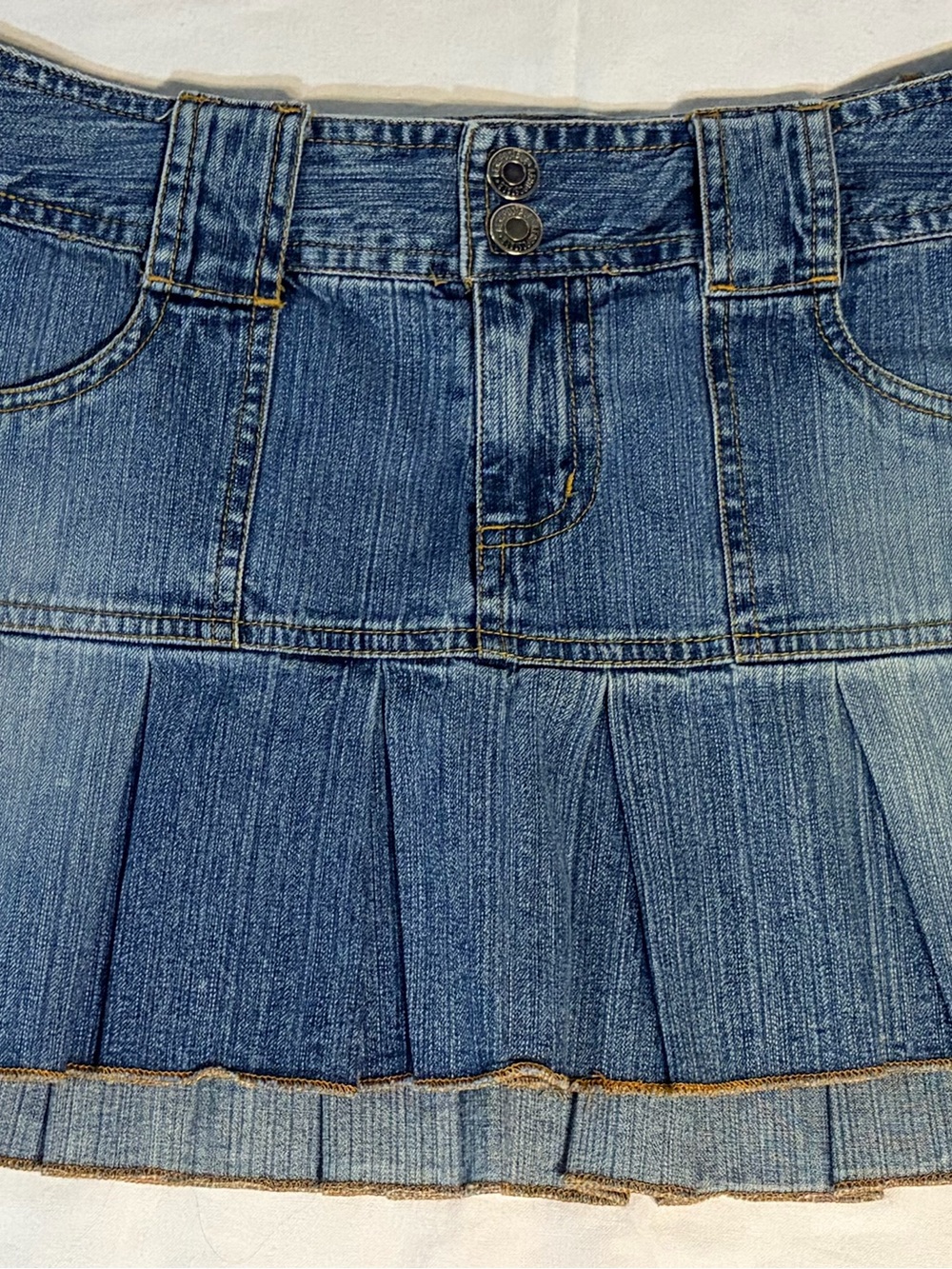 Aeropostale Blue Pleated Denim Mini Skirt